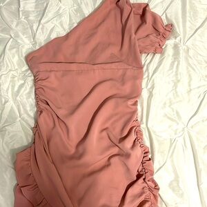 Dusty Rose Lined One-Shoulder Dress